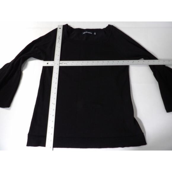 525 America Sweater Medium Black Square Neck Bell Sleeve Knit Minimalist Capsule - Picture 9 of 13